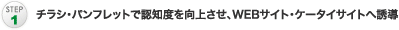 チラシ・パンフレットで認知度を向上させ、ホームページ・ケータイサイトへ誘導