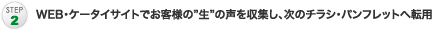 WEB・ケータイサイトでお客様の“生”の声を収集し、次のチラシ・パンフレットへ転用